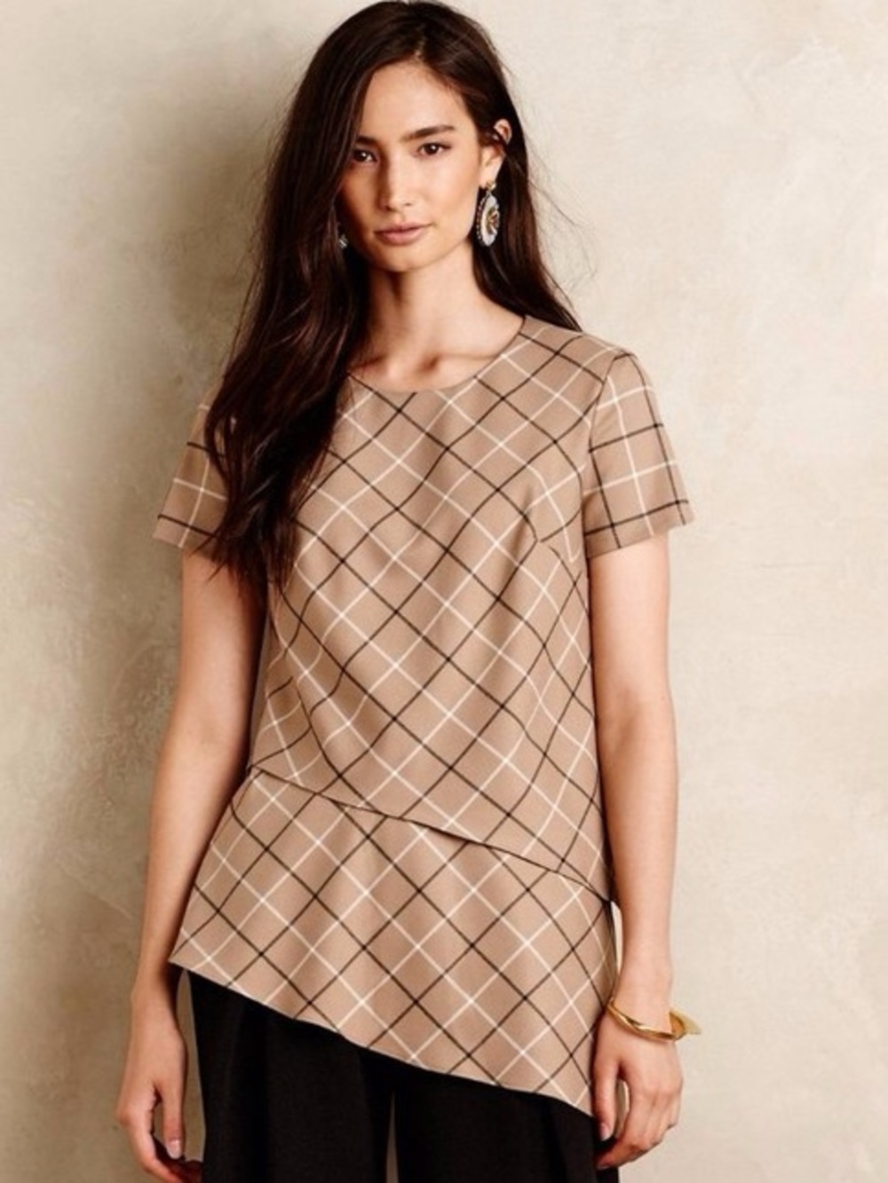 BAILEY44 Plaid Top in Brown Size Small